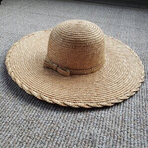 The Scala Collection Wide Brim Straw Hat With Straw Bow 57cm